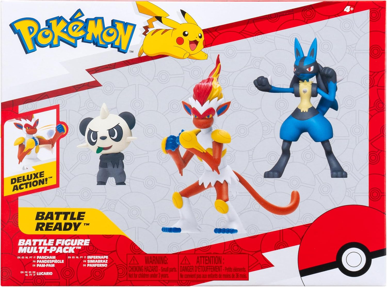 Figura de Batalla Pokemon Paquete de 3 unidades Inernape / Lucario /  Pancham