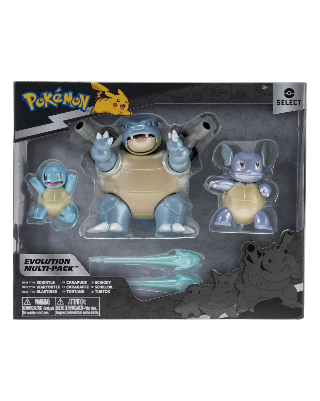 Pokemon Select Set Evolutivo Squirtle / Wartortle / Blastoise